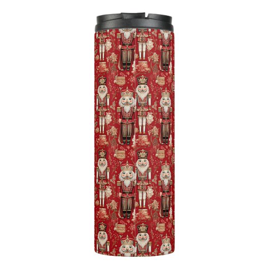Red Nutcrackpattern Weihnachten Thermosbecher (Rückseite)
