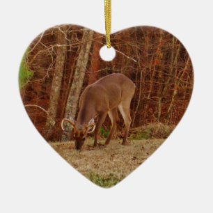 Red Oak Camouflage Stag Buck Deer Fütternd Keramikornament