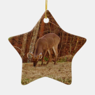Red Oak Camouflage Stag Buck Deer Fütternd Keramikornament