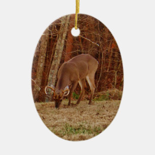 Red Oak Camouflage Stag Buck Deer Fütternd Keramikornament