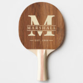 Red Oak Wood Monogram & Name Overlay Tischtennis Schläger (Vorderseite)