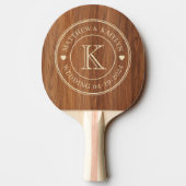 Red Oak Wood Wedding Monogram Heart Tischtennis Schläger (Rückseite)
