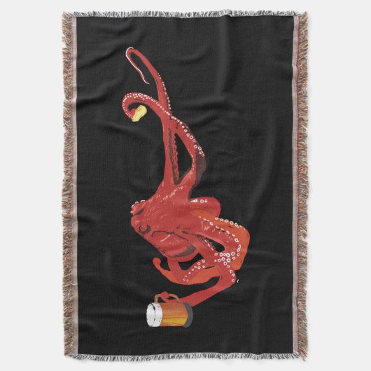 Red Octopus Beer Lover Decke (Vorderseite Vertikal)