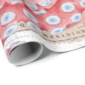 Red Octopus Vintag Map Compass Geschenkpapier (Rolleneckpunkt)
