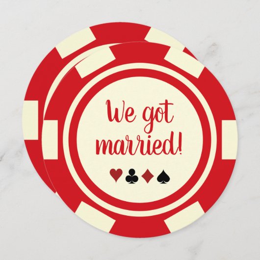Red Off White Poker Chip Heiratserklärung Einladung (Vorne/Hinten)