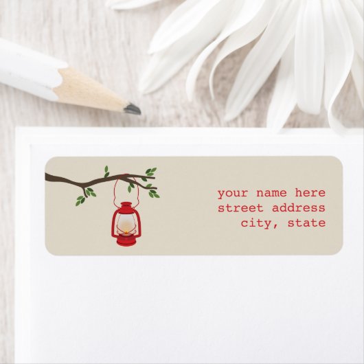 Red Oil Lantern Camping Address Label (Insitu)
