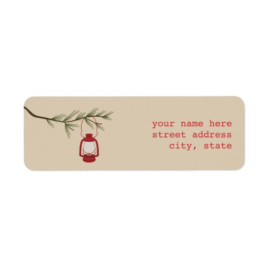 Red Oil Lantern Evergreen Tree Address Label (Vorne)