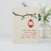 Red Oil Lantern Outdoor Wedding rettet das Datum Save The Date (Stehend Vorderseite)
