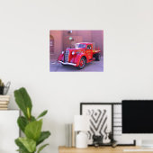 Red Oldtimer Truck Poster (Heimbüro)