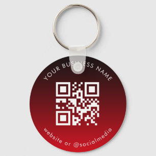 Red Ombre Add Custom Business QR Code Scan Schlüsselanhänger