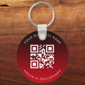 Red Ombre Add Custom Business QR Code Scan Schlüsselanhänger (Vorderseite)