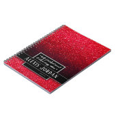 Red Ombre Glitzer Glitzern Schwarz-weiß Monogram Notizblock (Linke Seite)