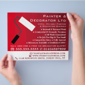 Red Ombre & Paint Roller, Painter & Decorator Flyer (Hand)
