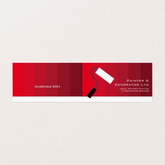 Red Ombre & Paint Roller, Painter & Decorator Visitenkarten (Außenseite Aufgefaltet)