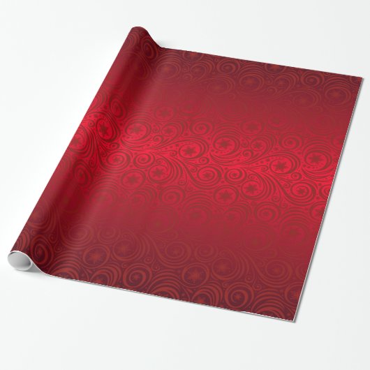 Red Ombre Snowflake Damask Muster Geschenkpapier (Ungerollt)