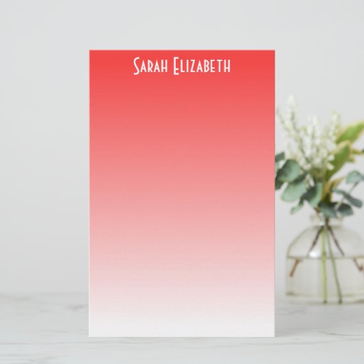 Red Ombre Stationery Briefpapier (Stehend Vorderseite)