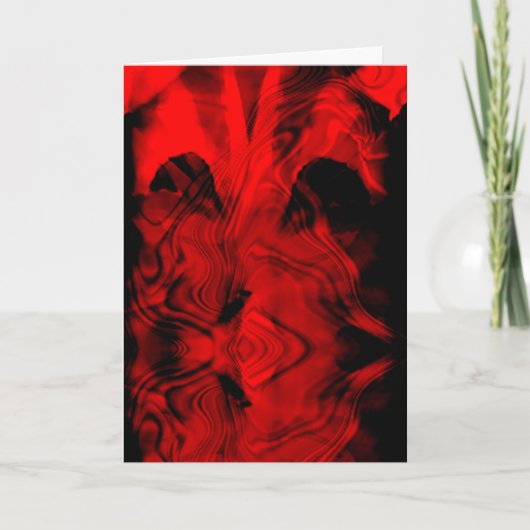Red on Black Abstrakt Fantasy Floral Design Karte (Vorderseite)