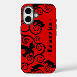 Red on Black Hexe Gothic Viktorianisch Raven Goth iPhone 16 Hülle