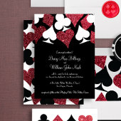 Red on Black Imitats Glitzer Las Vegas Wedding Einladung