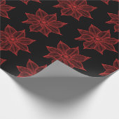 Red on Black Sketchy Blume Geschenkpapier (Ecke)