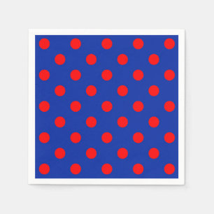 Red On Blue Polka Dots Design Serviette