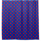 Red On Blue Polka Dots Pattern Design Duschvorhang (Vorderseite)
