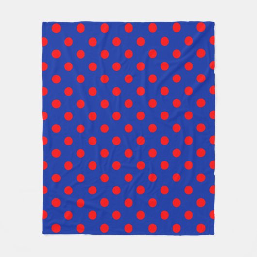Red On Blue Polka Dots Pattern Design Fleecedecke (Vorderseite)