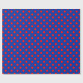 Red On Blue Polka Dots Pattern Design  Geschenkpapier (Flach)