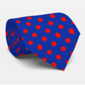 Red On Blue Polka Dots Pattern Design Krawatte