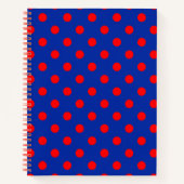 Red On Blue Polka Dots Pattern Design Notizblock (Vorderseite)