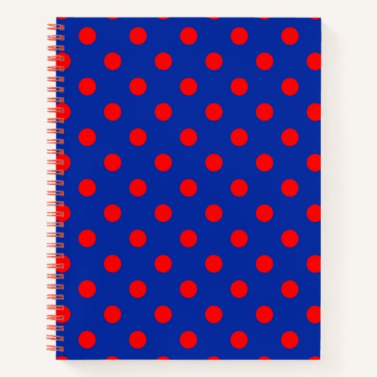 Red On Blue Polka Dots Pattern Design Notizblock (Vorderseite)