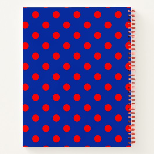 Red On Blue Polka Dots Pattern Design Notizblock (Rückseite)