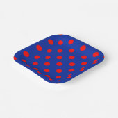 Red On Blue Polka Dots Pattern Design  Pappteller (Gewinkelt)