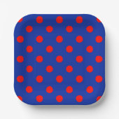Red On Blue Polka Dots Pattern Design  Pappteller (Vorderseite)