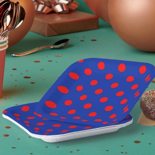 Red On Blue Polka Dots Pattern Design  Pappteller