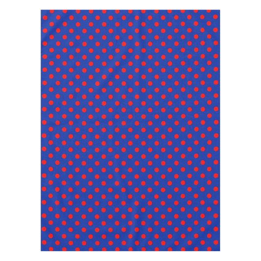 Red On Blue Polka Dots Pattern Design Tischdecke (Vorderseite)