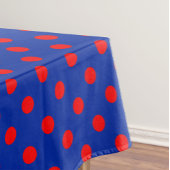 Red On Blue Polka Dots Pattern Design  Tischdecke