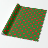 Red On Green Polka Dots Pattern Design  Geschenkpapier (Ungerollt)