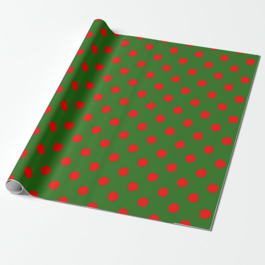Red On Green Polka Dots Pattern Design  Geschenkpapier (Ungerollt)