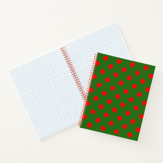 Red On Green Polka Dots Pattern Design Notizblock (Innenseite)
