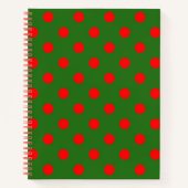 Red On Green Polka Dots Pattern Design Notizblock (Vorderseite)