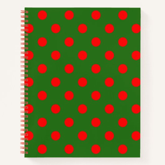 Red On Green Polka Dots Pattern Design  Notizblock (Vorderseite)