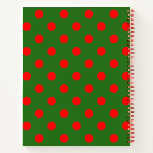 Red On Green Polka Dots Pattern Design Notizblock (Rückseite)