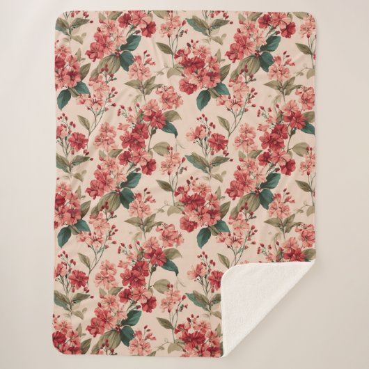 Red on Pink Hibiscus Floral  Sherpadecke (Vorderseite)