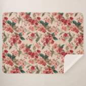 Red on Pink Hibiscus Floral  Sherpadecke (Vorderseite (Horizontal))