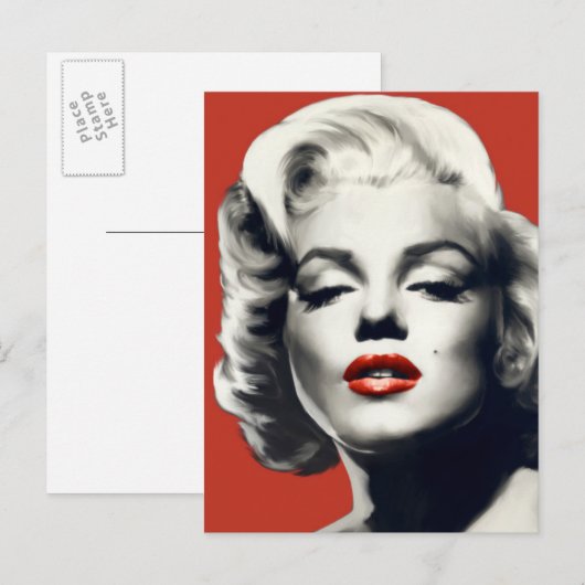 Red on Red Lips Marilyn Postkarte (Vorne/Hinten)