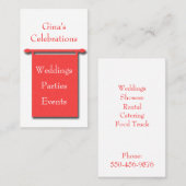 Red on White Banner Party Planer Business Card Visitenkarte (Vorne/Hinten)