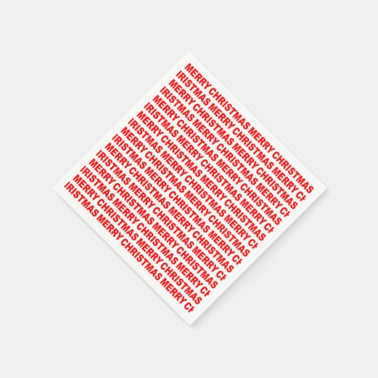 Red on White Christmas Typografy Paper Napkin Serviette (Ecke)
