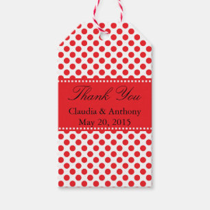 Red on White Polka Dot Danke für Hochzeit Geschenkanhänger