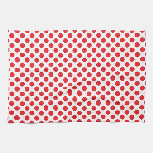 Red on White Polka Dot Geschirrtuch (Horizontal)